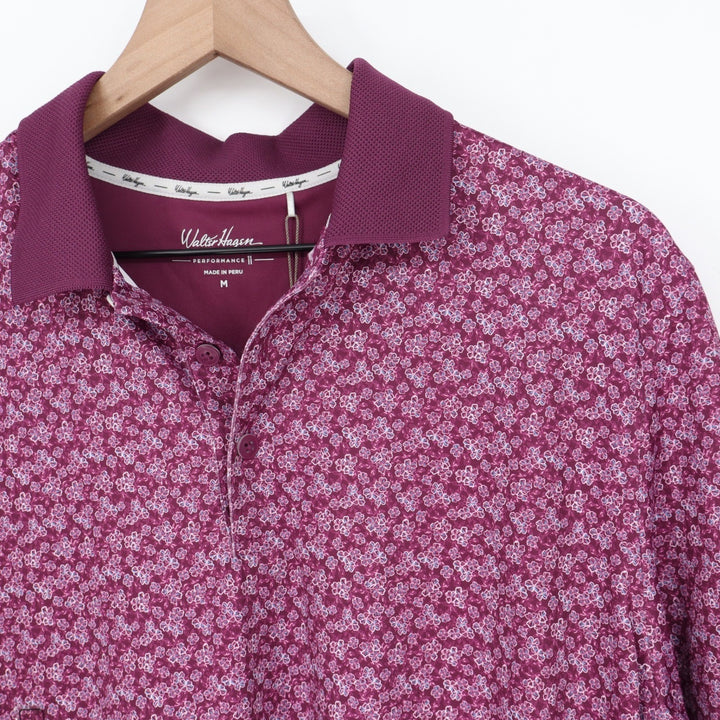 Walter Hagen Mens P11 Dogwood Ditsy Golf Polo Purple Floral M NEW