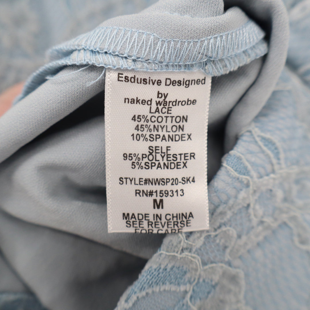 Naked Wardrobe Light Blue Floral Lace Mini Skirt Medium