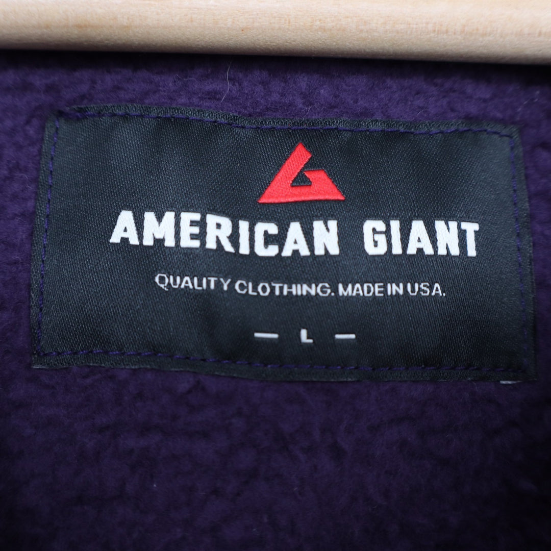 American Giant Classic Hoodie Mens Large Purple Fleece Lined Cotton Full Zip