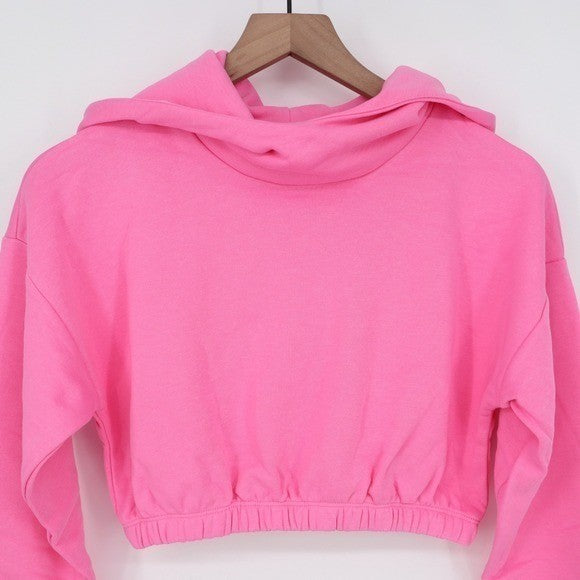 Naked Wardrobe Pink Cropped Hoodie Sweatshirt XL Womens Long Sleeve