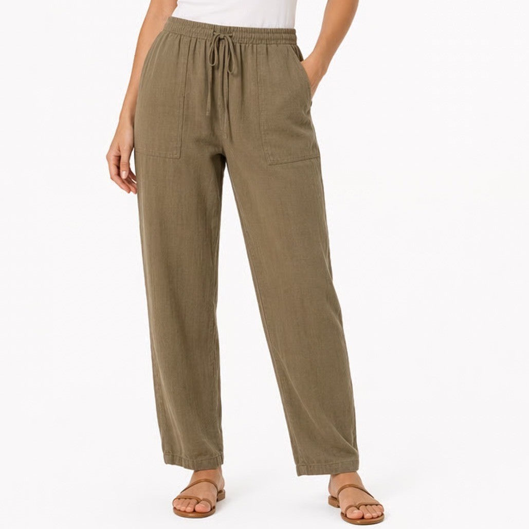 Banana Republic Ankle Pants Womens Small Khaki Drawstring Mid Rise Tapered Leg