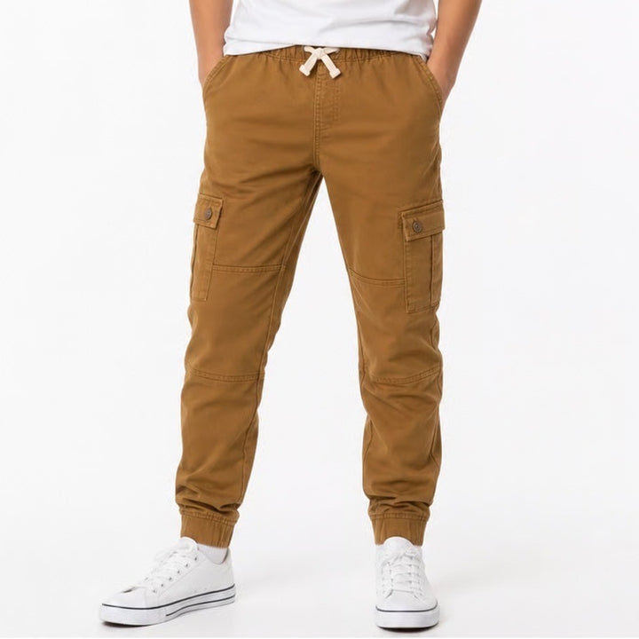 Cat & Jack Jogger Pants Boys 16 Jogger Brown Cargo Elastic Waist Excellent