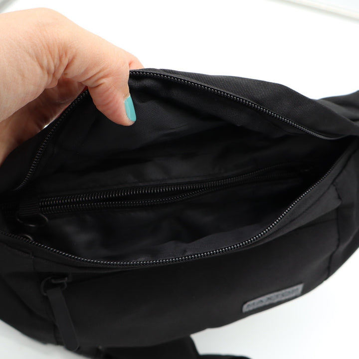MAXTOP Black Zipper Pockets Adjustable Strap Crossbody Fanny Pack Bags