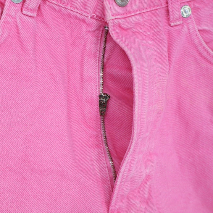 Zara Boyfriend Shorts Womens 6 Pink Denim Cotton High Waisted Button Fly Casual