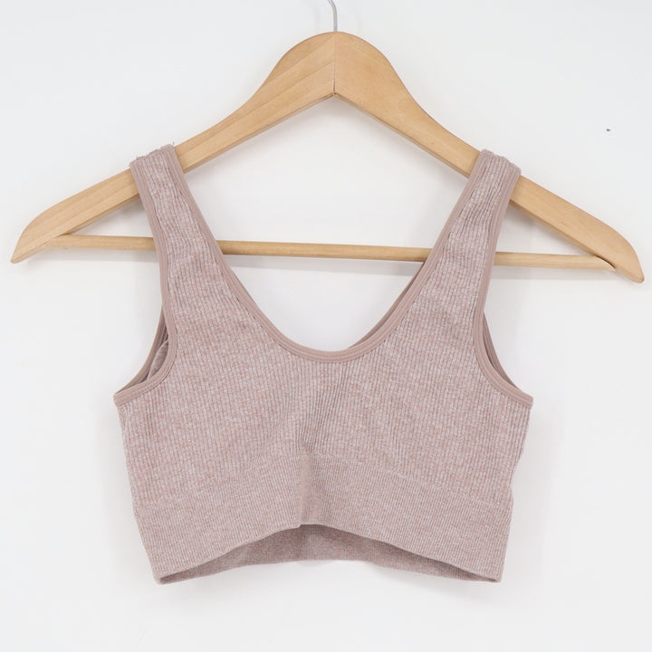 Aerie Ribbed Seamless V-Neck Bralette Mauve Heather Size S