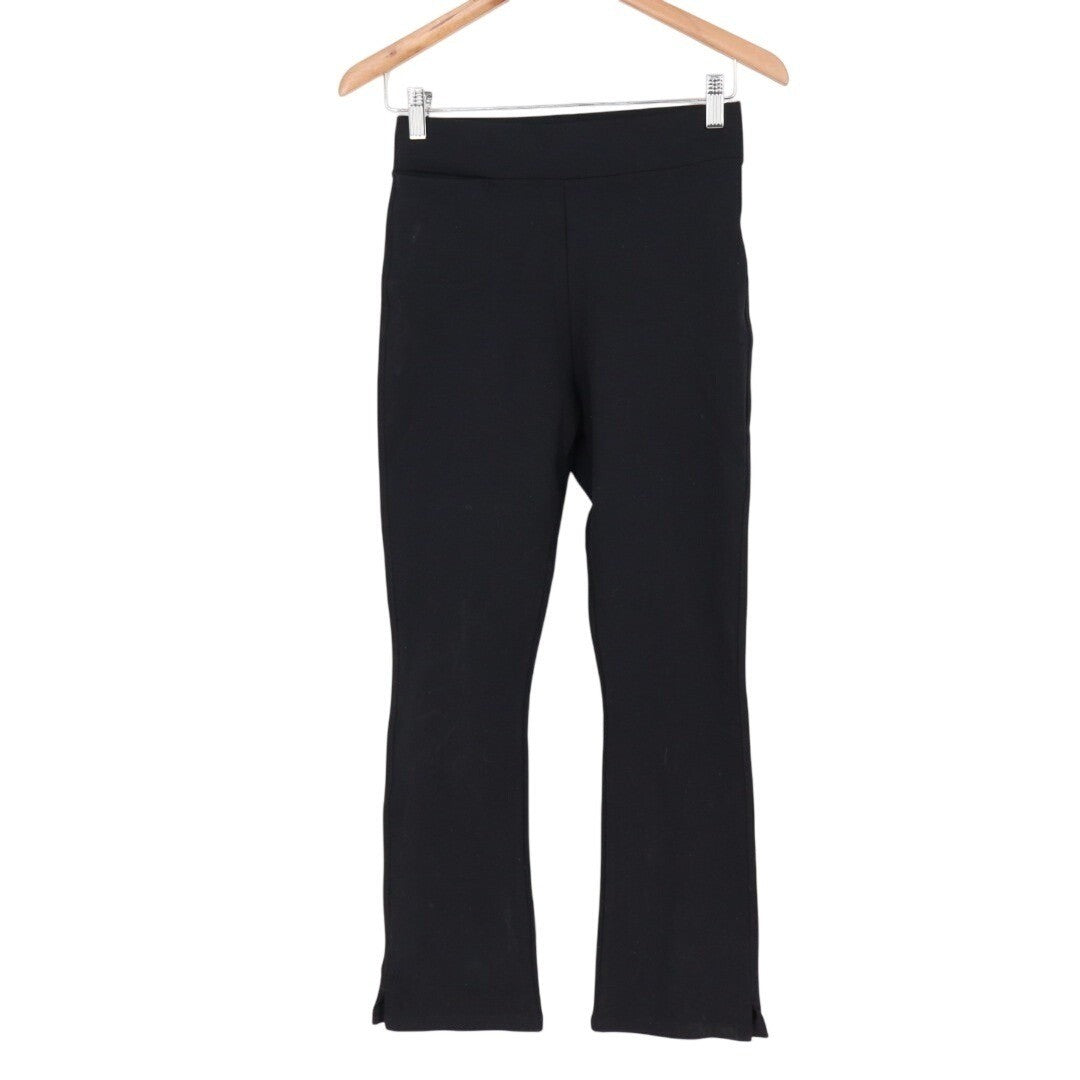American Giant Ponte Kick Flare Pants Womens 4 Black Ankle Slit Elastic Waist