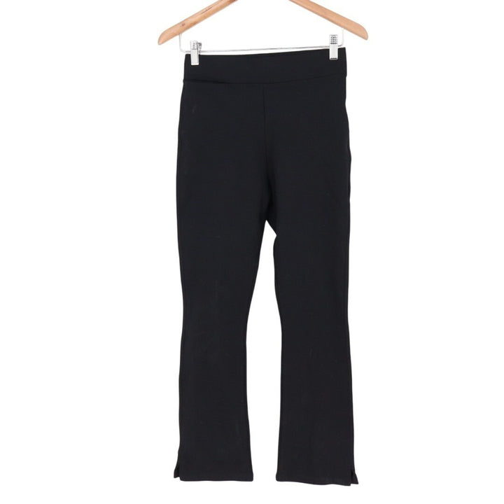 American Giant Ponte Kick Flare Pants Womens 4 Black Ankle Slit Elastic Waist