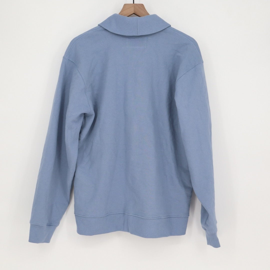 American Giant Cardigan Sweater Mens M Infinity Blue Button Front Shawl Collar