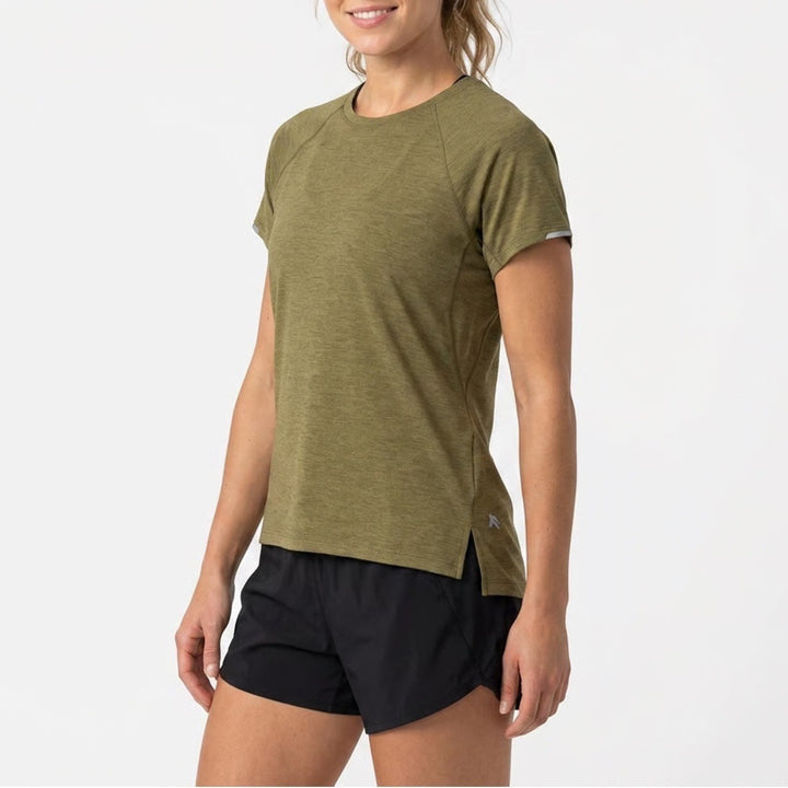 REI Co-op Mens Medium Olive Green Heathered Performance Short Sleeve T-Shirt