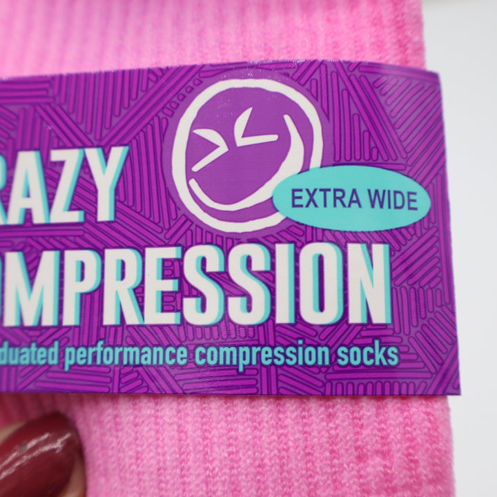 Crazy Compression Socks Unisex OS Extra Wide Calf Pink Gradient Ribbed NEW