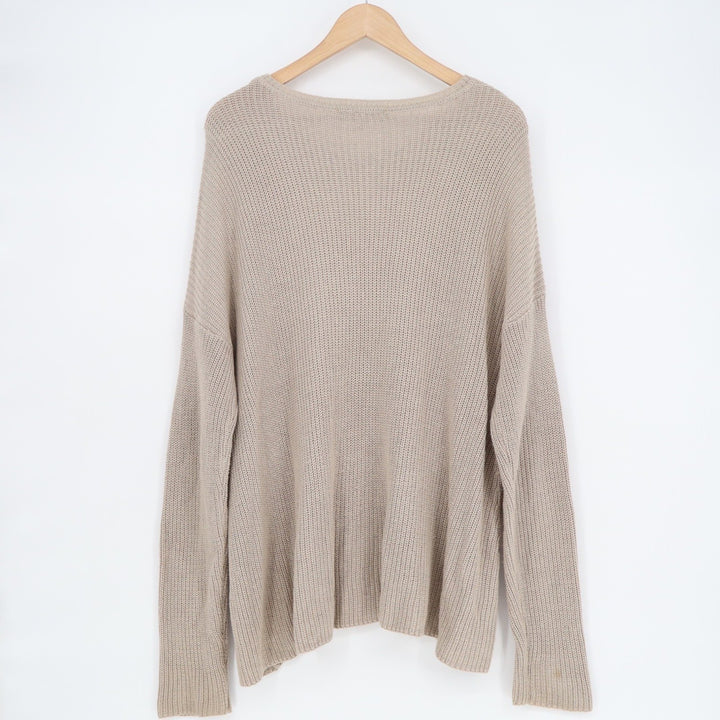 Philosophy Republic Clothing Sweater Womens Large Beige Knit Cotton Round Neck