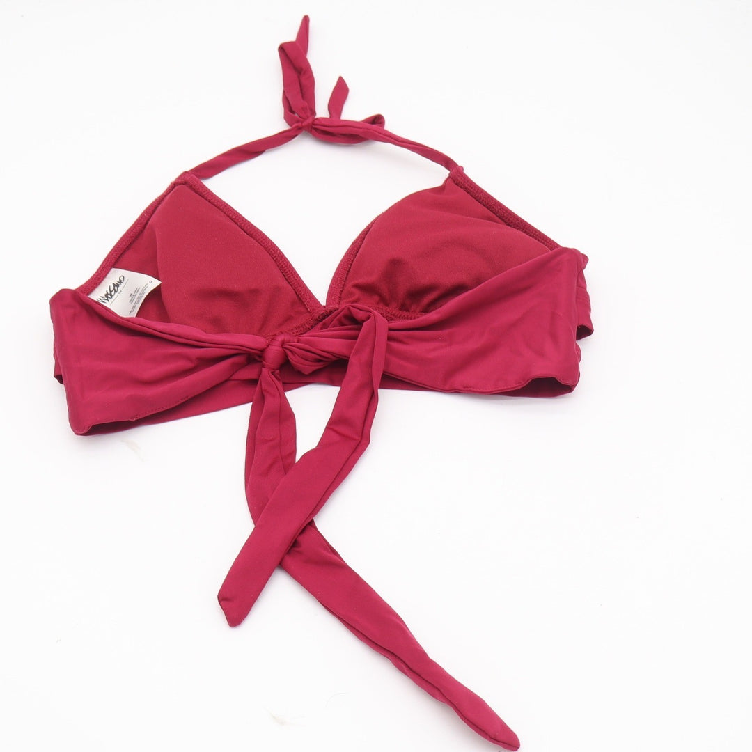 Mossimo Womens Burgundy Wrap Halter Bikini Top Size M Solid Crisscross Swimwear