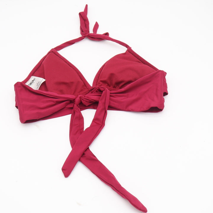 Mossimo Womens Burgundy Wrap Halter Bikini Top Size M Solid Crisscross Swimwear