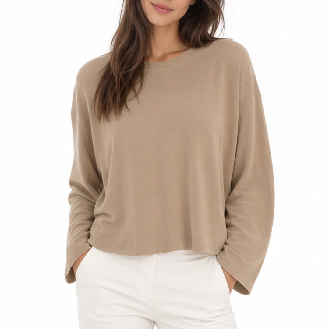 Michael Kors Sweater Womens Medium Brown Open Knit Ribbed Crew Neck Long Sleeve