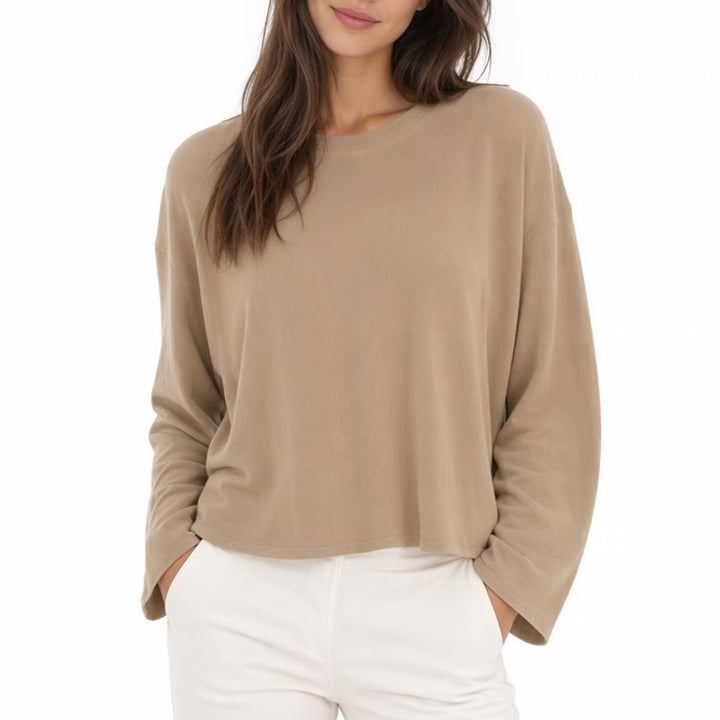 Michael Kors Sweater Womens Medium Brown Open Knit Ribbed Crew Neck Long Sleeve