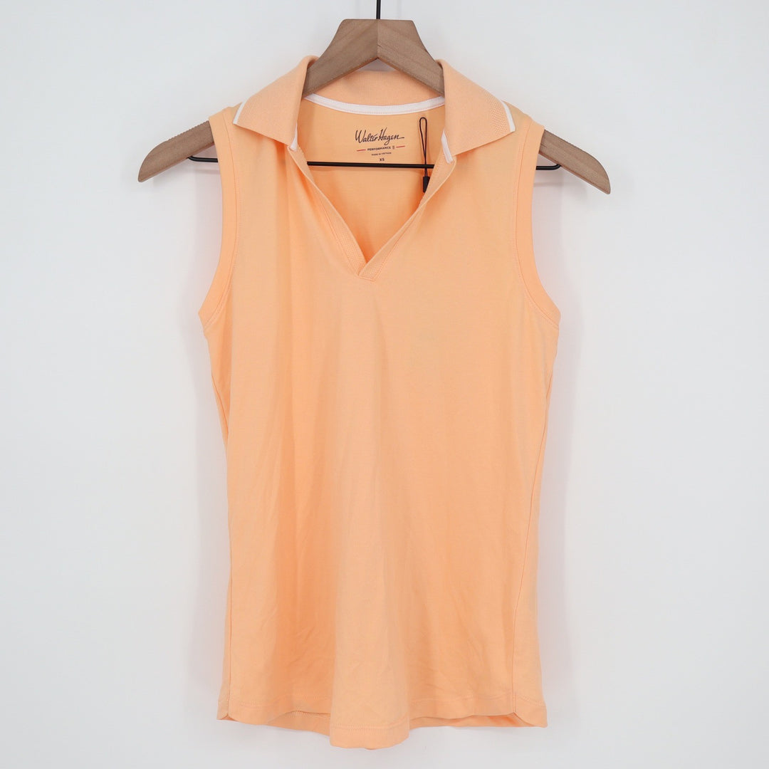 Walter Hagen Performance 11 Womens Sleeveless Golf Polo Shirt Peach Orange XS