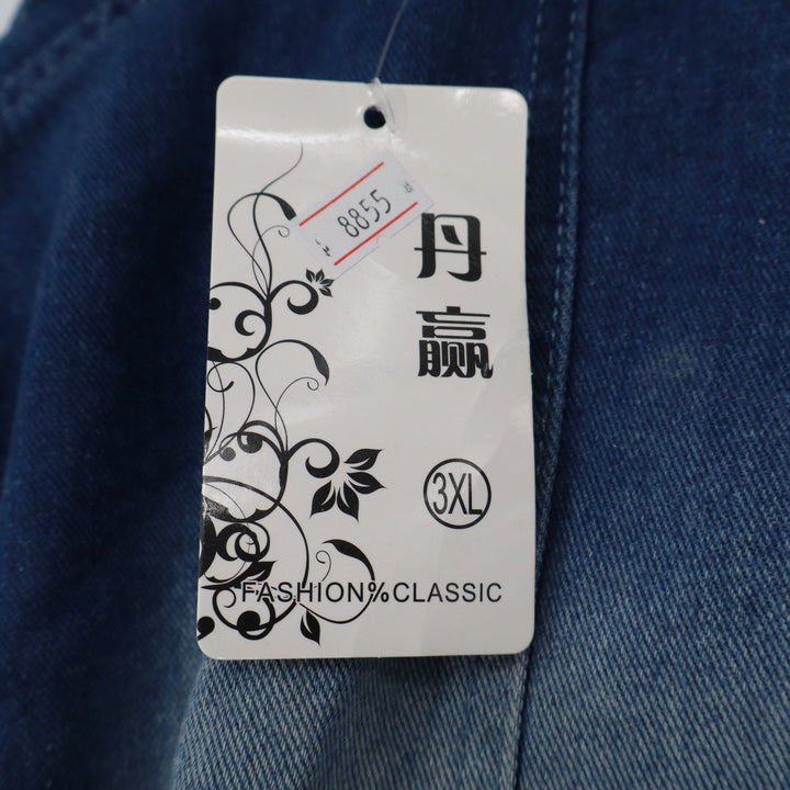 Fashion%Classic Blue Denim Blazer Jacket Faded Medium Wash 3XL