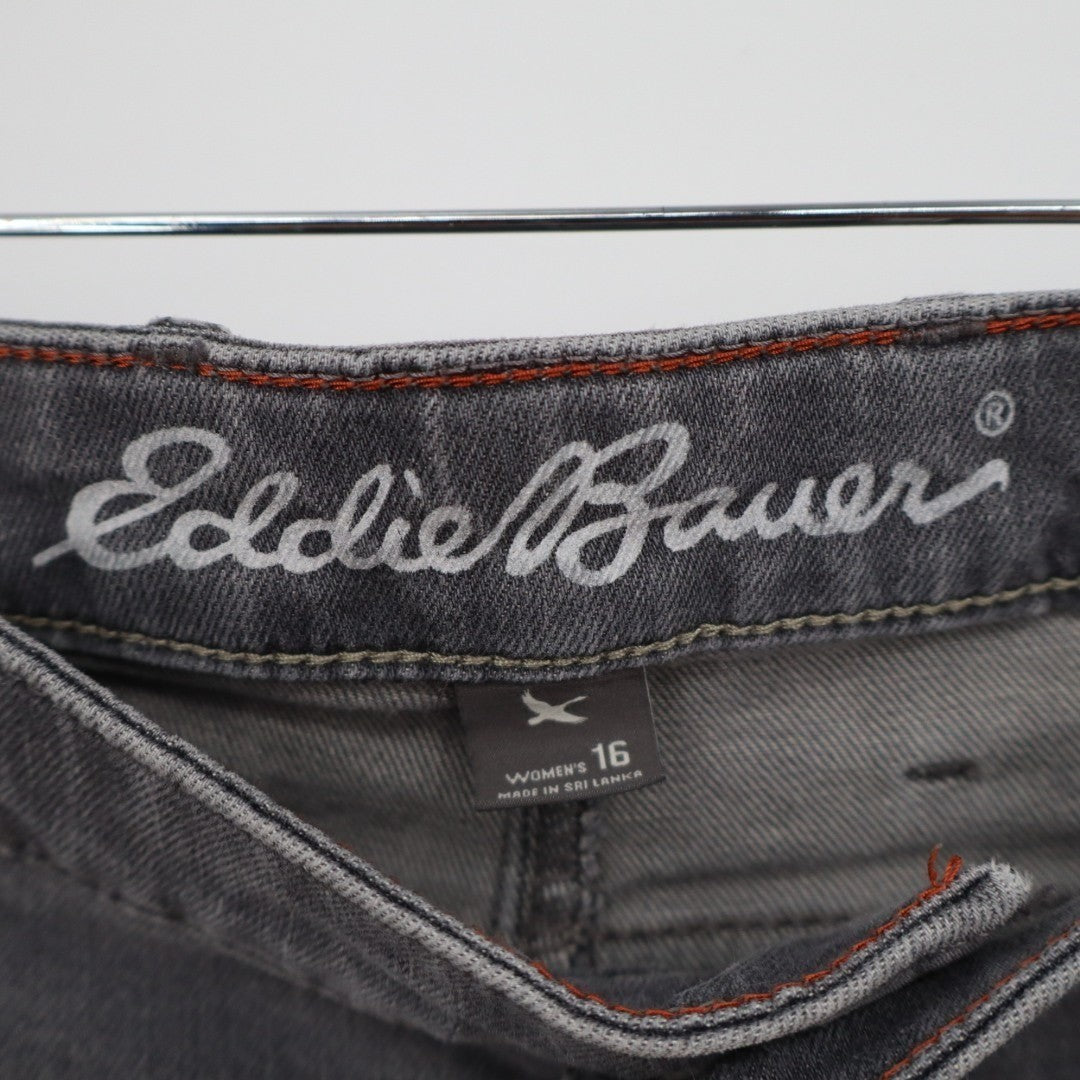 Eddie Bauer Skinny Jeans Womens 16 Gray Denim Cotton Stretch Zip Fly High Rise