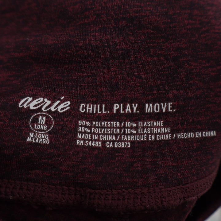 Aerie Chill Play Move Skinny Leggings Womens Medium Long Red Stretch High Rise