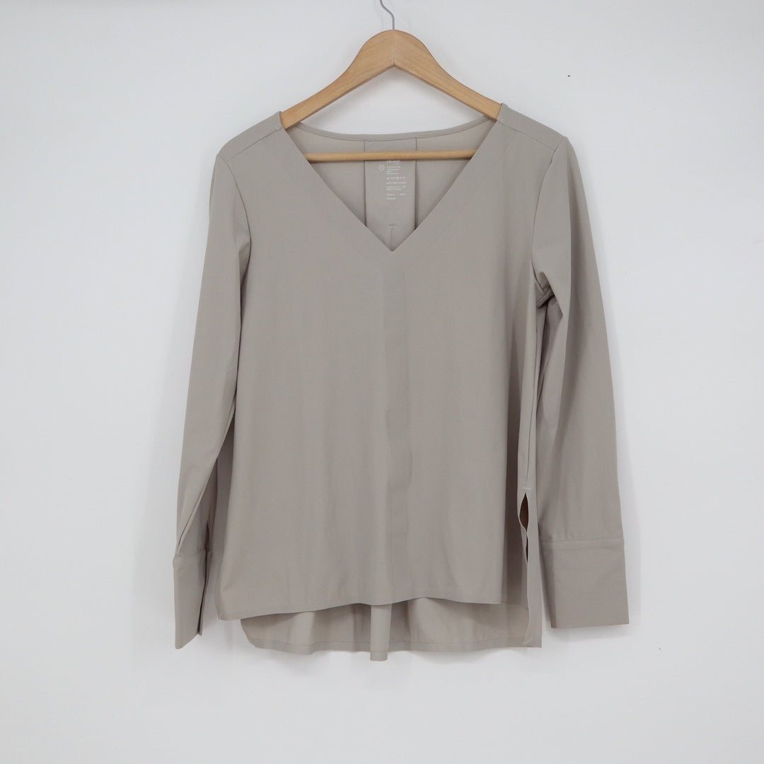 Aday Something Tailored V-Neck Top Oyster Taupe Womens XS