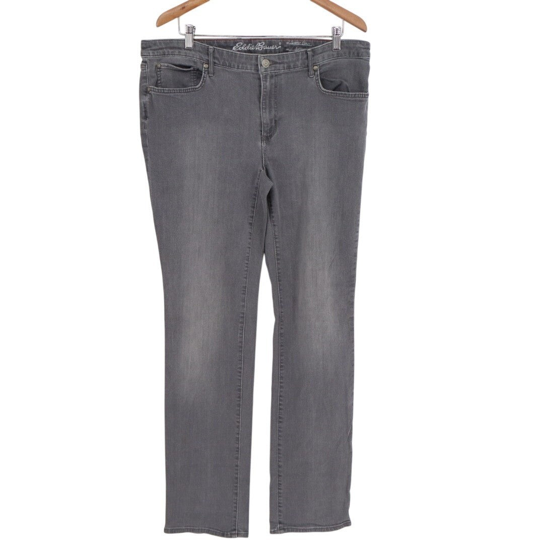 Eddie Bauer Skinny Jeans Womens 16 Gray Denim Cotton Stretch Zip Fly High Rise