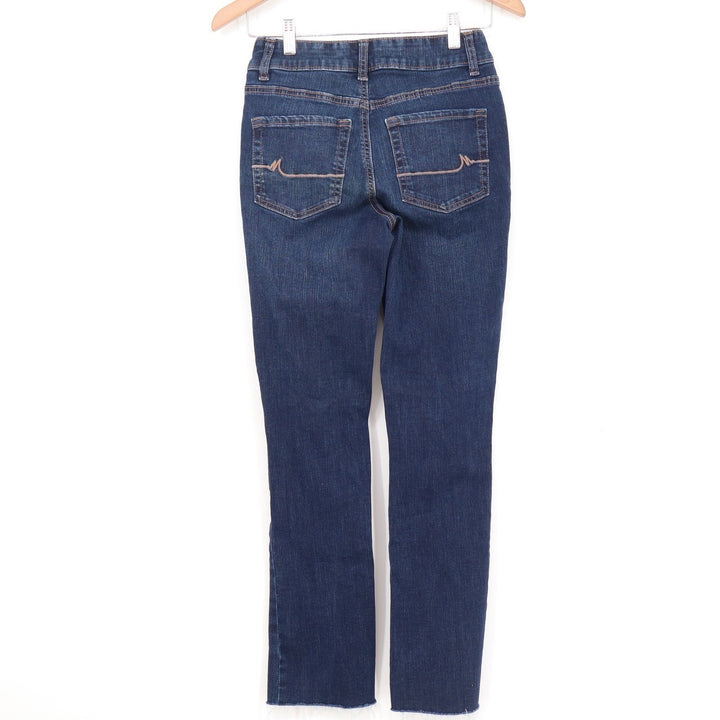 Maurices M Jeans Womens 0 Regular Mid Rise Skinny Dark Wash Raw Hem Denim Blue