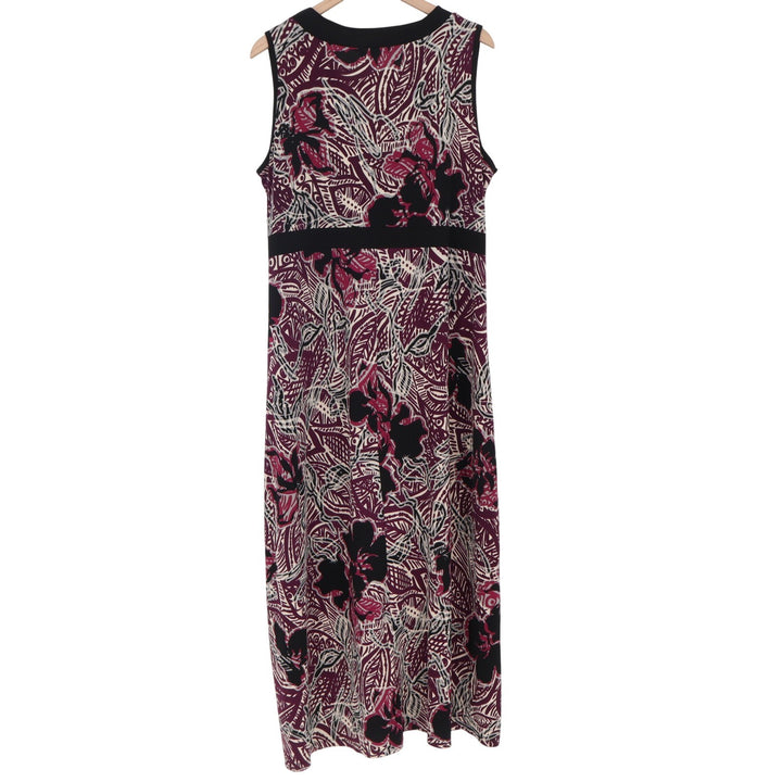 Susan Lawrence Maxi Dress Womens 2X Floral Burgundy Empire Sleeveless Excellent