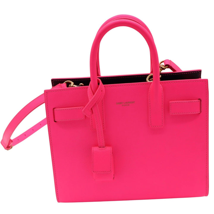 Saint Laurent Nano Sac De Jour Pink Glo Grained Leather Handbag