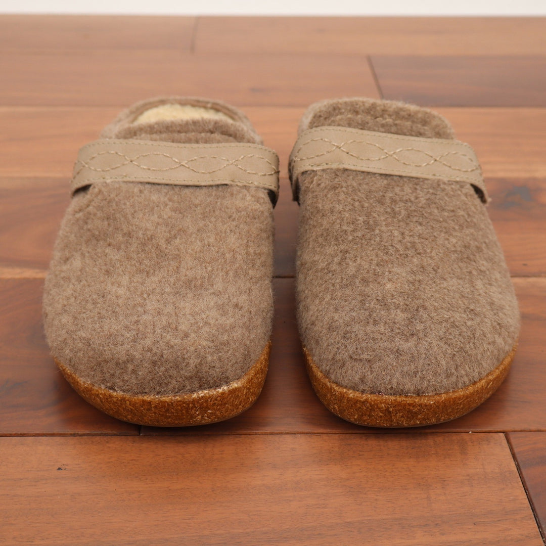 Earth Origins Ali Oatmeal Felted Wool Clogs Faux Fur Lined Mules Womens 8