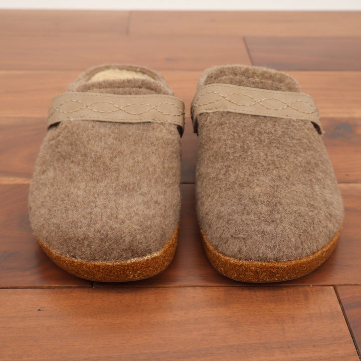 Earth Origins Ali Oatmeal Felted Wool Clogs Faux Fur Lined Mules Womens 8