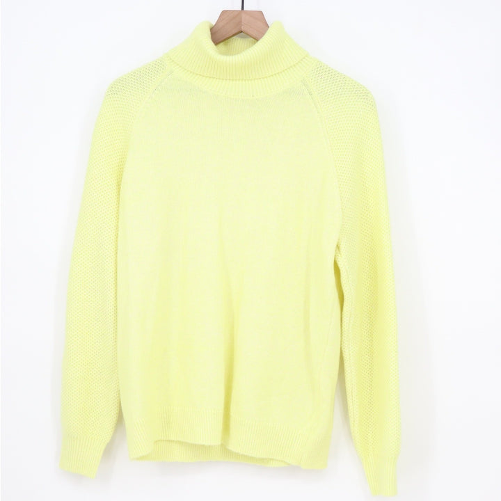 LOFT Womens Neon Yellow Turtleneck Raglan Sleeve Knit Sweater Size L