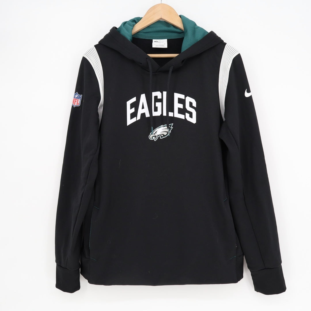 Philadelphia Eagles NFL Hoodie Women's L Black Nike Cotton Therma Fit Pullover