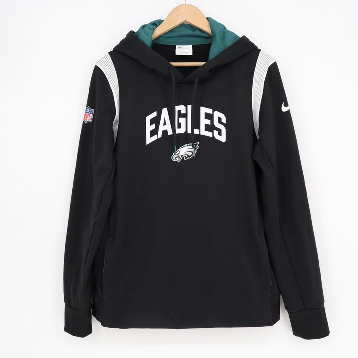 Philadelphia Eagles NFL Hoodie Women's L Black Nike Cotton Therma Fit Pullover
