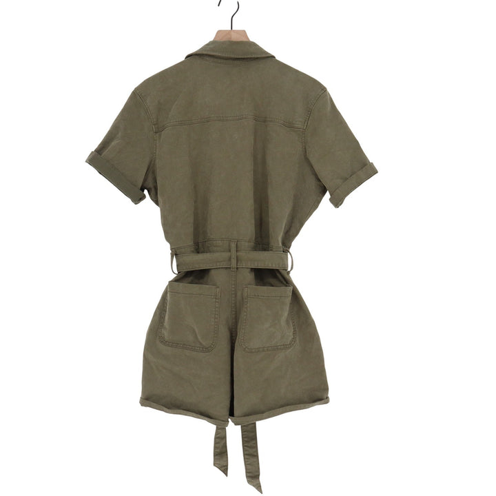 Universal Thread Olive Green Utility Romper Short Sleeve Button Front Size 10