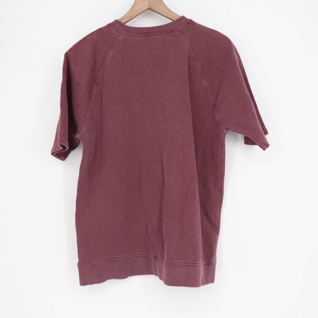 American Giant Burgundy Red Short Sleeve Sweatshirt Crewneck Tee Made in USA M