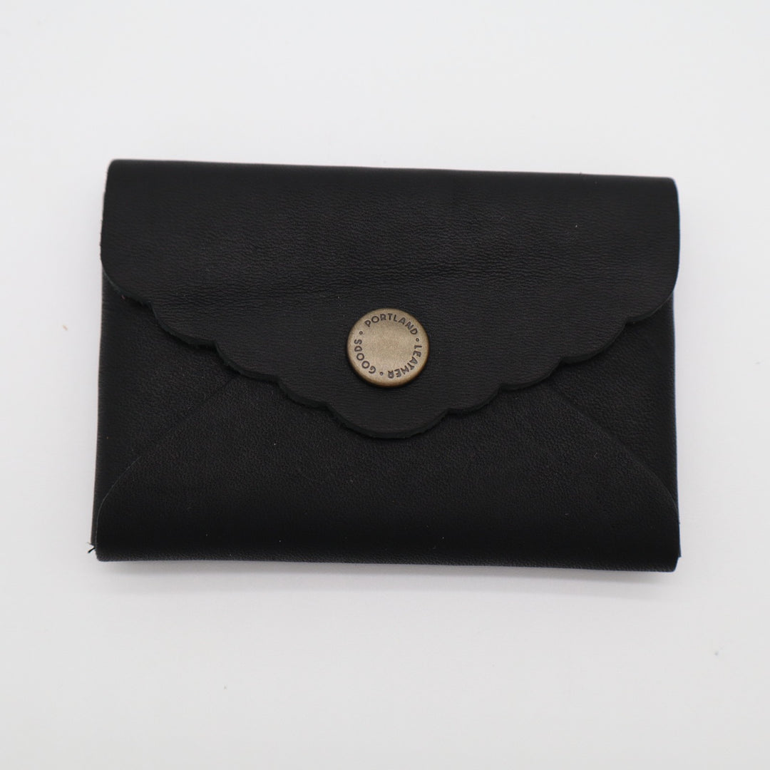 Portland Leather Goods Mini Daisy Womens Clutch Wallet Black Leather Flap Pocket