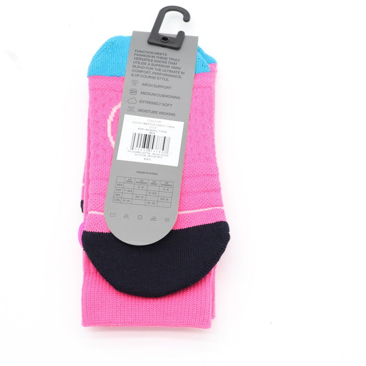 G/FORE Womens Pray For Birdies Crew Socks Knockout Pink XS/S
