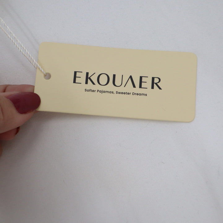 Ekouaer Womens White Long Sleeve Turtleneck Top Stretch Jersey Size M NEW