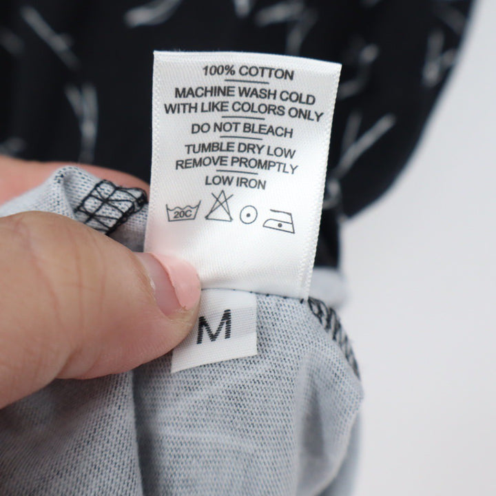 American Giant Black White Graphic Pocket T Shirt Mens Medium Made USA