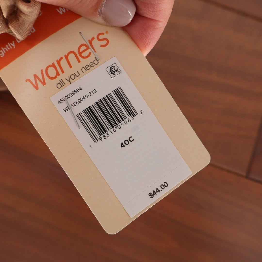 Warners Cloud 9 Super Soft Wireless Lightly Lined Bra Womens 40C Nude Stretch