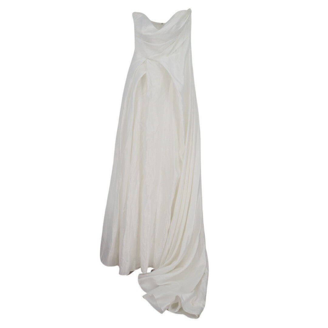 Lulus Lifetime of Love A-Line Gown Dress Womens 4 White Strapless Front Slit