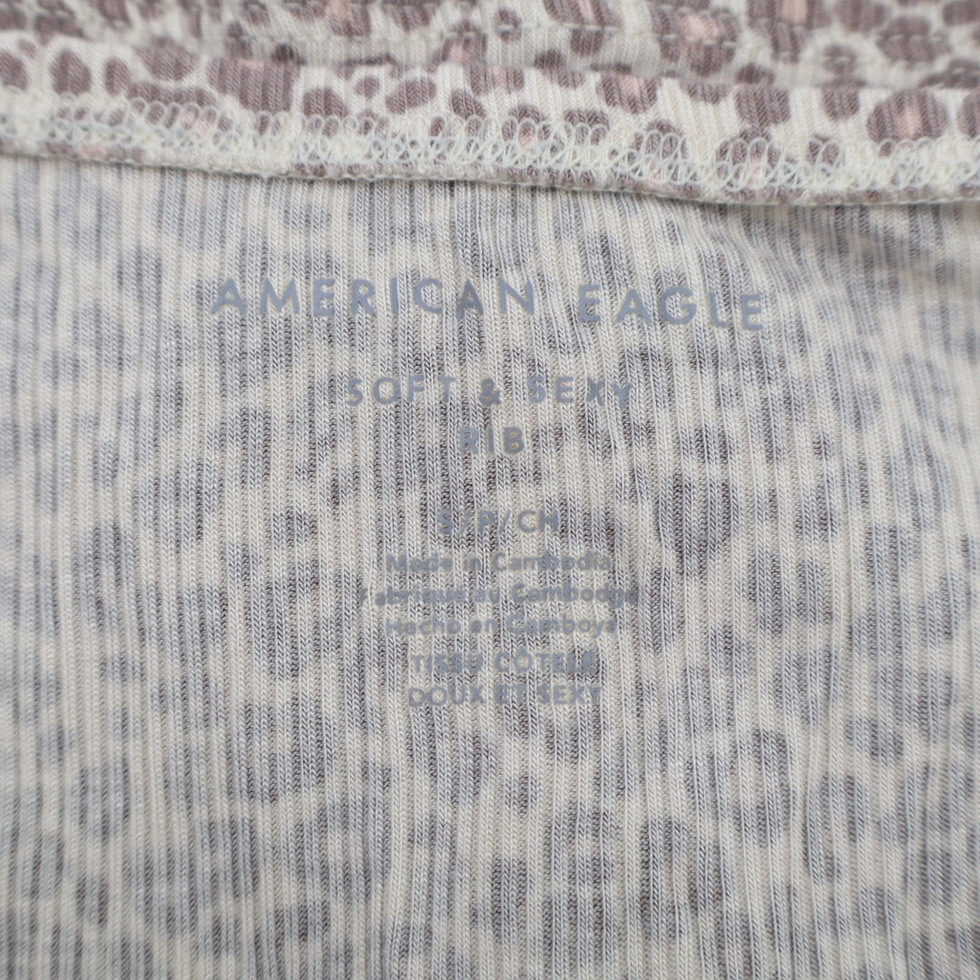 American Eagle Outfitters Soft & Sexy Tube Blouse Womens S Brown Cheetah Print