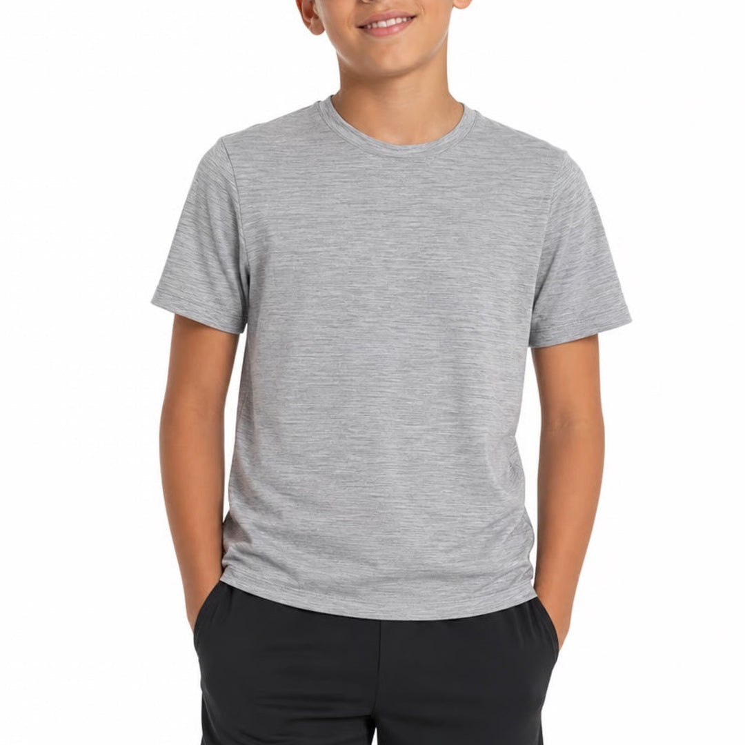 DSG Boys Movement Tee Dark Gray Heather Short Sleeve Shirt Size S 8-9