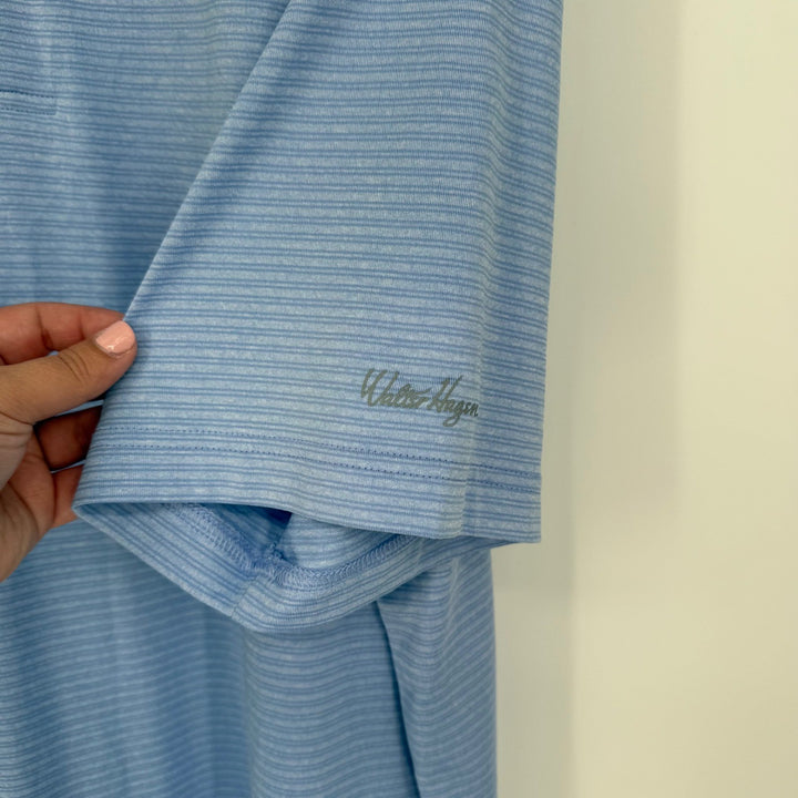 Walter Hagen 11 Majors Golf Polo Shirt Blue Stripe XXL Made in Jordan