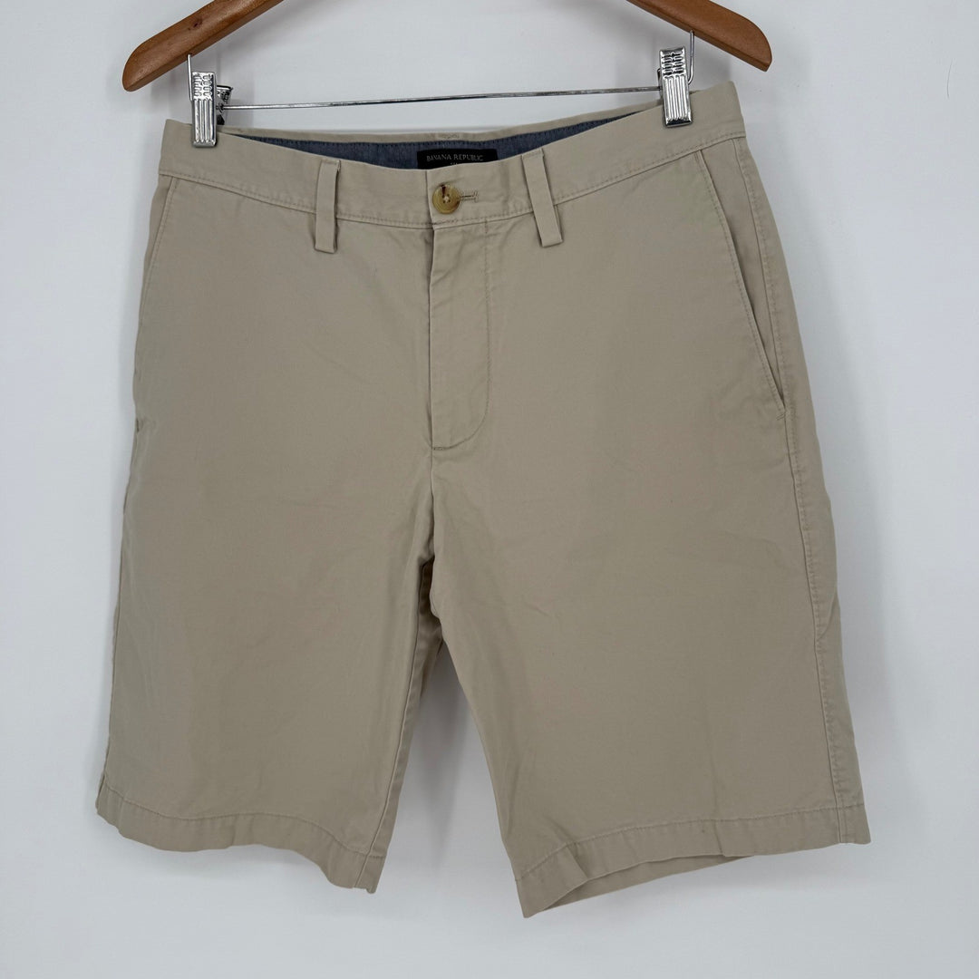 Banana Republic Emerson Short Khaki Chino Flat Front Men Size 30