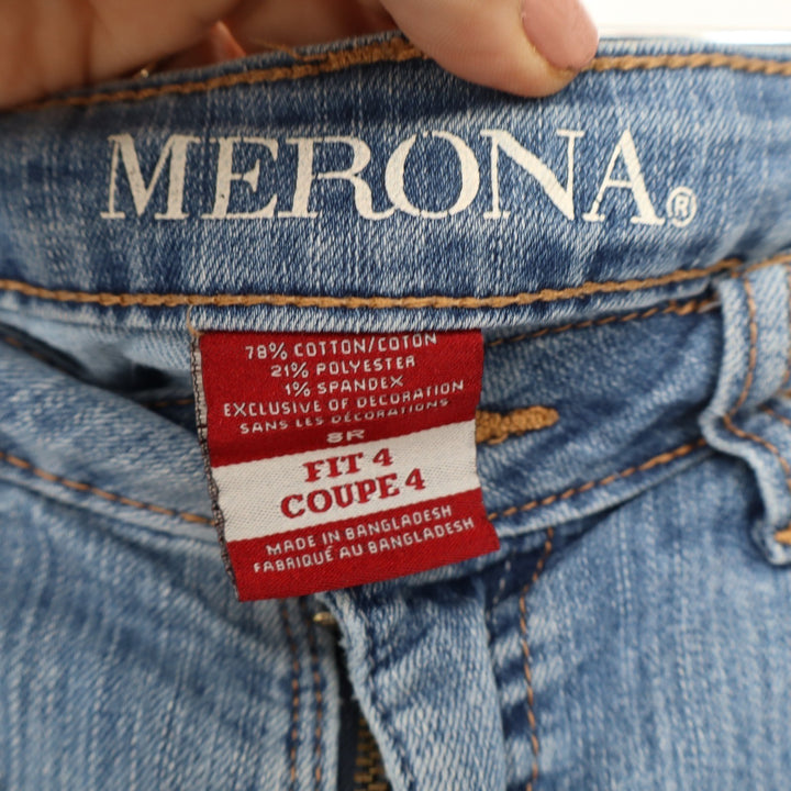 Merona Womens Fit 4 Light Wash Denim Crop Jeans Size 8R Blue Pantacourt
