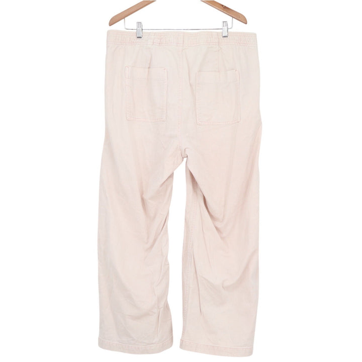 Gap Denim Womens XL High Rise Wide-Leg Pants Pink Elastic Waist Cotton