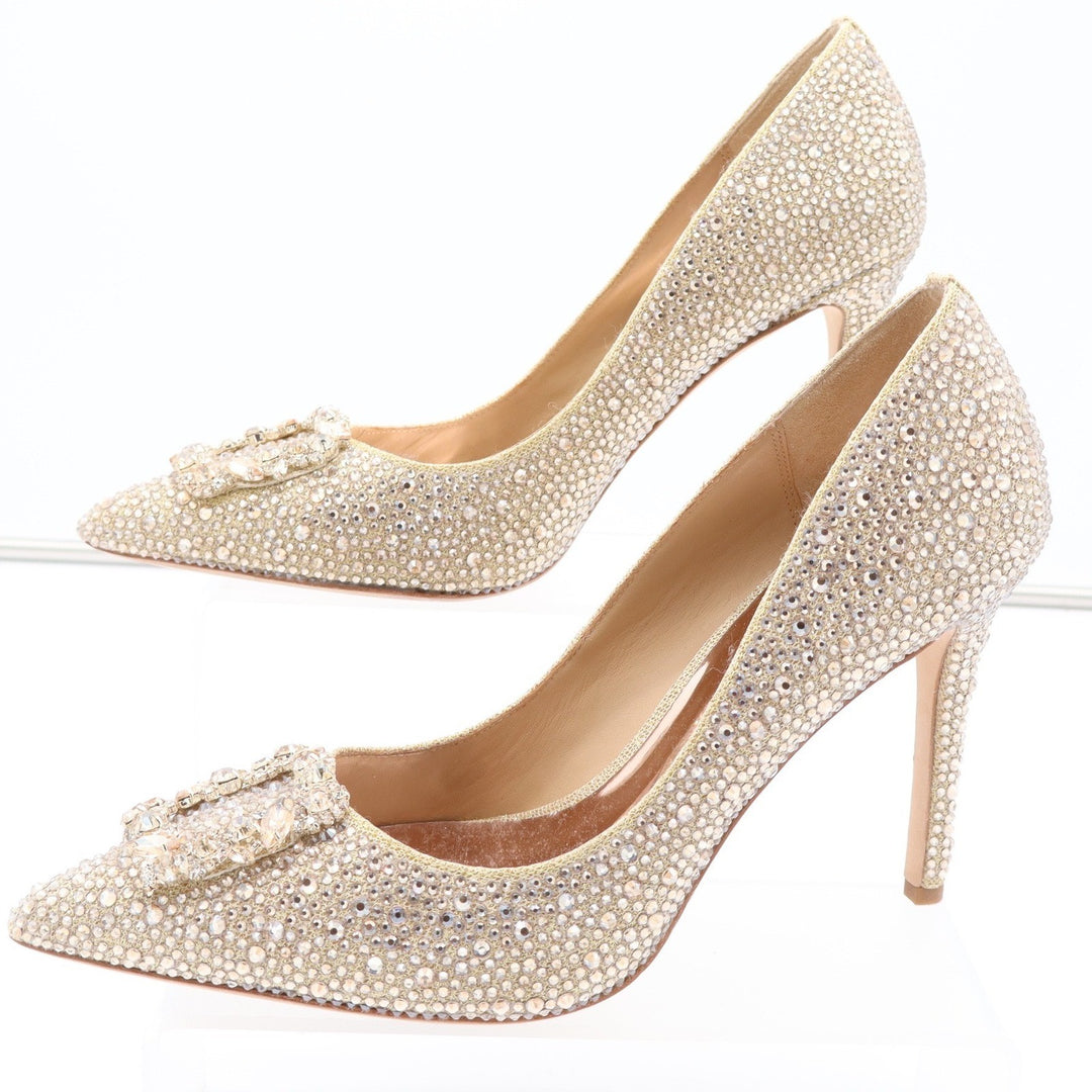 Badgley Mischka Cher Crystal Embellished Pumps Champagne Gold Size 10 Heels