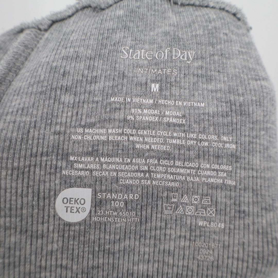 State of Day Intimates Mens Medium Gray Ribbed Modal Wide Leg Pajama Pants