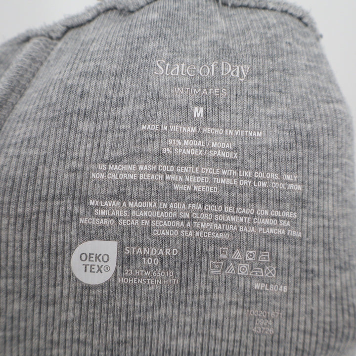 State of Day Intimates Mens Medium Gray Ribbed Modal Wide Leg Pajama Pants